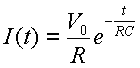 RC charging circuit equation for current as a function of time