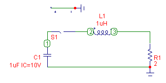 Critically damped RLC circuit schematic diagram
