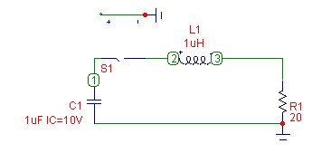 Overdamped RLC circuit schematic diagram