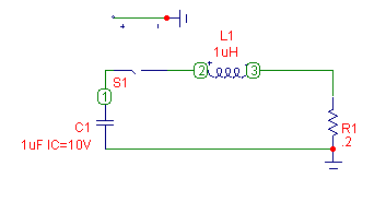 Underdamped RLC circuit schematic diagram