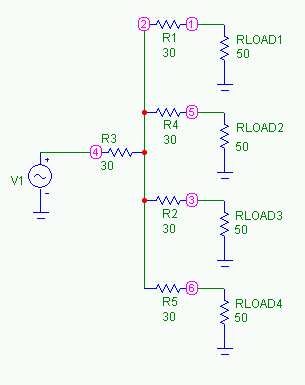 5 port splitter/adder circuit schematic diagram