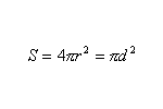 Equation for calculating sphere surface area